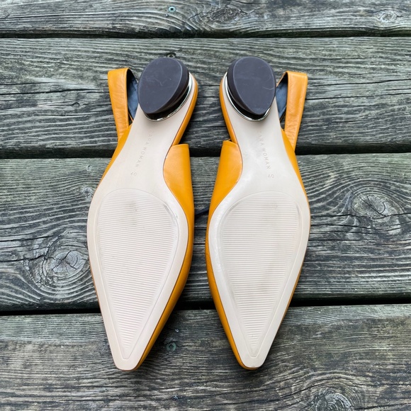 Shoes: Zara Orange Pointy Toe Slingback Flats with Mini Kitten Heel (Women's 9) - Picture 3 of 6